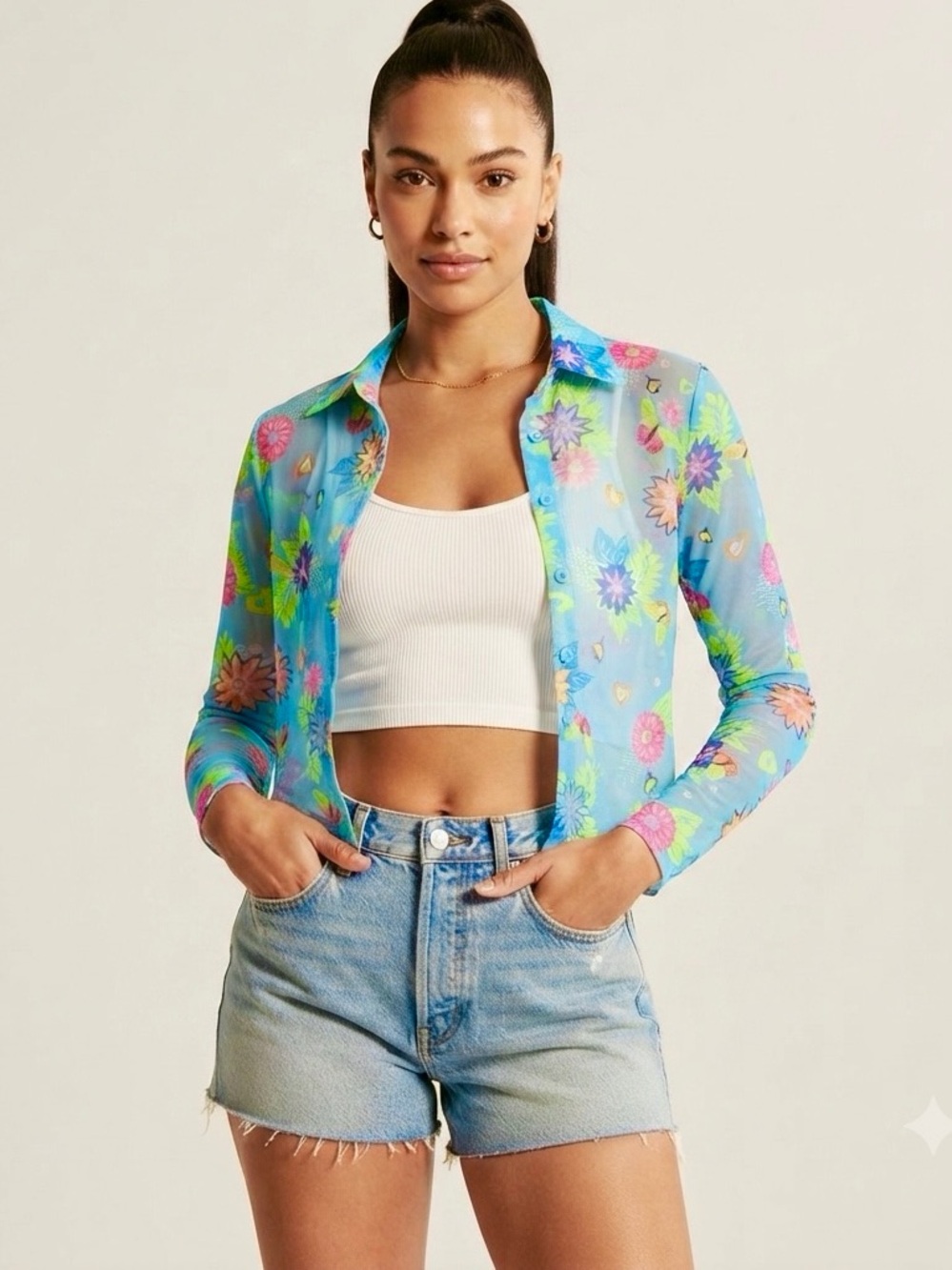 👙 NWT Blackbough Sheer Button Up Top Size M